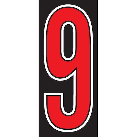 Ez Line 7 1/2" Red, Black & White Adhesive Windshield Numbers: 9 Pk12 103-EZ-9